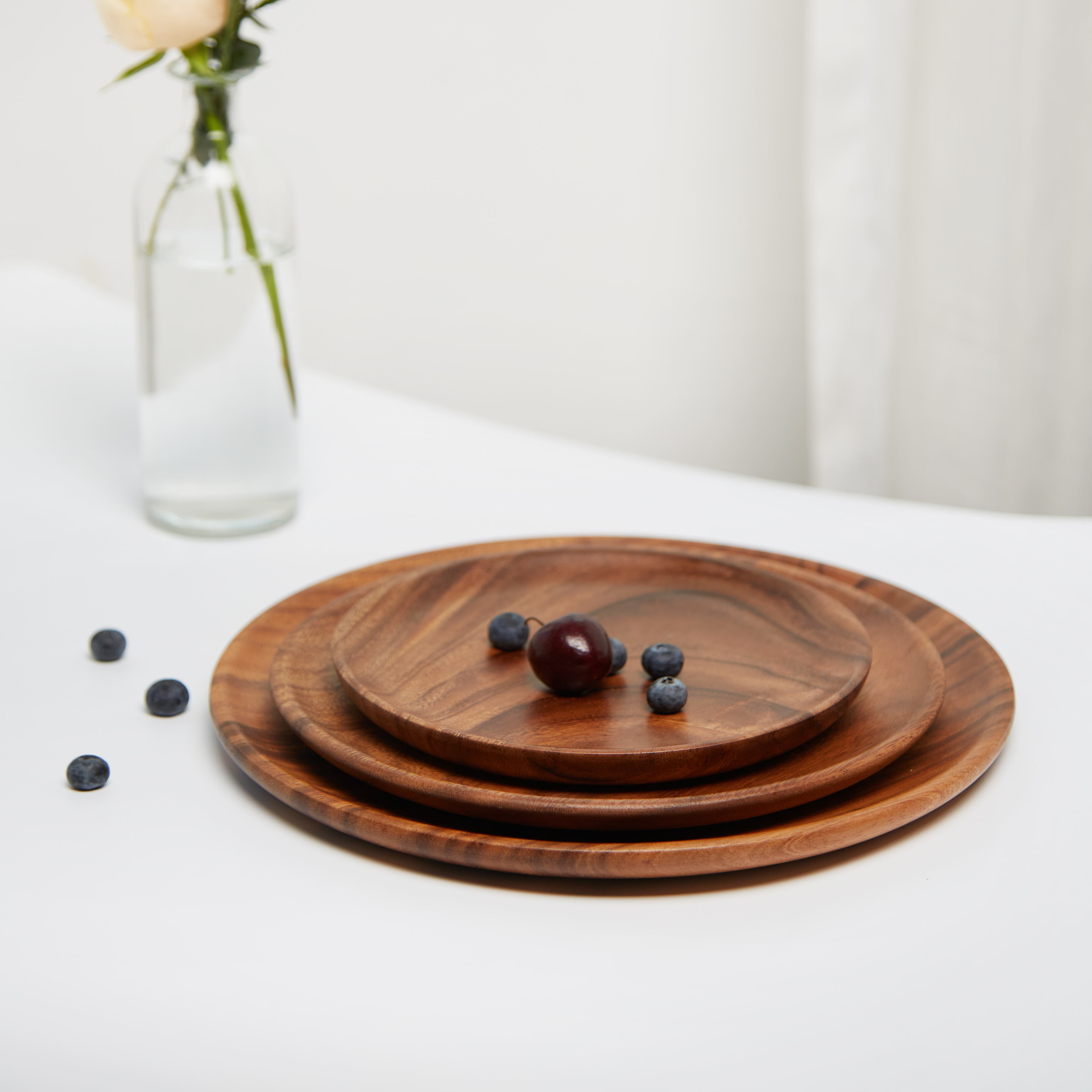 Acacia Wood Round Wooden Plate 