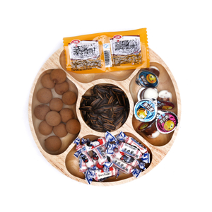 Rubber Wood Snack Serving Plate for Condiments