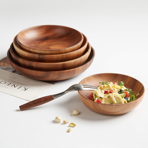 Acacia Dinner Round Wooden Plates 