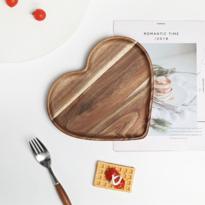 Heart Shape Wooden Plate Food Serving Tray